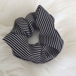 NWT Black with White Stripes Hair Scrunchie